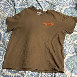 Von Dutch Brown Tee with Vibrant Orange Logo